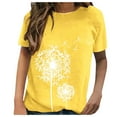thumbnail image 1 of Outfmvch t shirts for women Fashion Casual Print Short Sleeves Loose T-Shirt womens tops shirts for women Yellow, 1 of 5