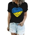 thumbnail image 1 of Outfmvch t shirts for women Fashion Casual Short Sleeve Ukraine Print T Shirt womens tops shirts for women Black, 1 of 6