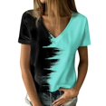 thumbnail image 1 of Outfmvch t shirts for women Short Sleeve T Shirt Colorblock Fashion womens tops shirts for women Green, 1 of 6