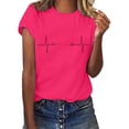 thumbnail image 1 of Outfmvch t shirts for women Summer Ladies Casual And Comfortable With Short Sleeves womens tops shirts for women Hot Pink XL, 1 of 4
