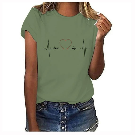 Outfmvch t shirts for women Summer Ladies Casual And Comfortable With Short Sleeves womens tops shirts for women Z Mint Green 2XL