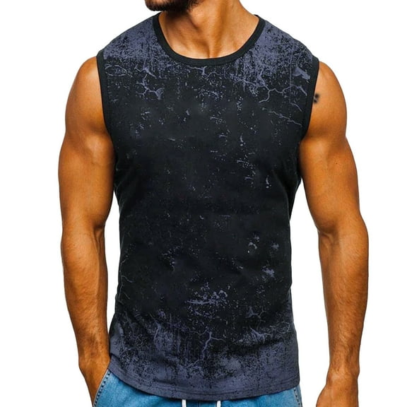 Outfmvch tank top for men Spring Summer Casual Beach Printed Sleeveless Tank womens tops Black