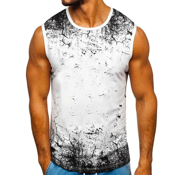 Outfmvch tank top for men Spring Summer Casual Beach Printed Sleeveless Tank womens tops White