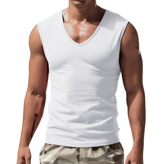 Outfmvch tank top for men Spring Summer Casual Sleeveless Tank Tee Shirt womens tops White