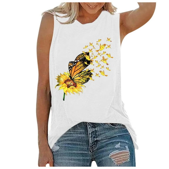 Outfmvch tank top for women Summer Printing Shirt Casual Tank Tunic Tops Blouse womens tops