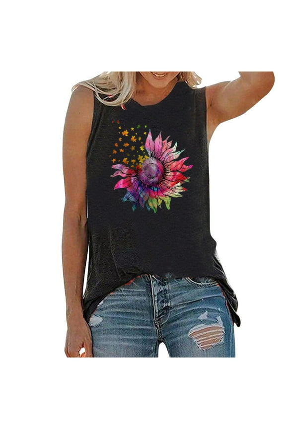 tank top for women Summer Tops Print Tank T-Shirts Graphic Blouse womens tops