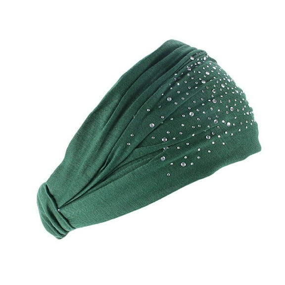 Outfmvch turbans for women skull cap head wraps for women Wide Headbands Head Black Turban Elastic Head Wrap Sport Hair Stretchy Skin Wide Bandeau Sleep Caps for Women Bandana Green One Size