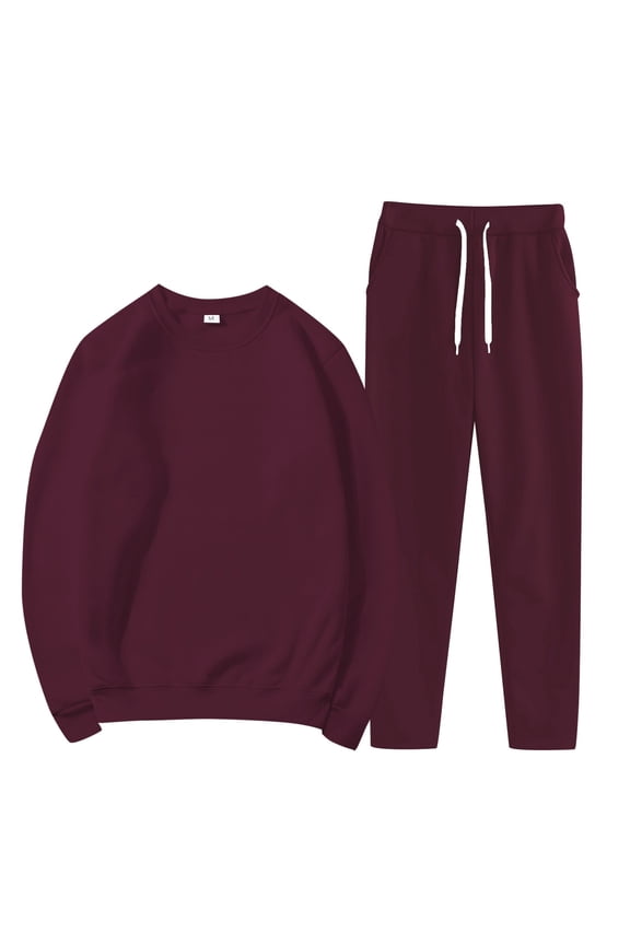 women outfits,2 piece outfits for women,casual outfits for women,Sports Jacket Sweatshirt Trousers Round Neck Suit Features:,two piece sets for women,2 piece sets for women fall Wine XL