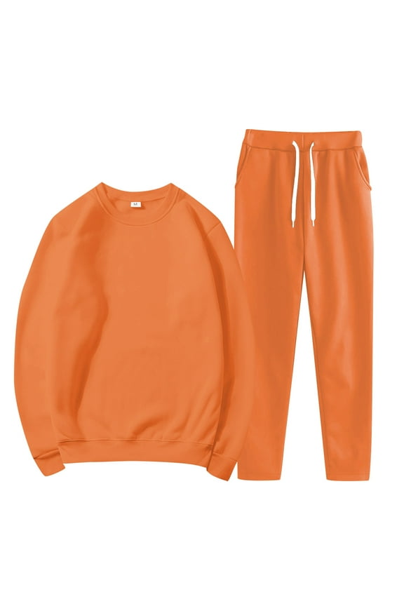 womens sweatsuits,vacation outfits for women,western outfit for women,Sports Jacket Sweatshirt Trousers Round Neck Suit Features:,vacation outfits,teacher outfits for women Orange XL