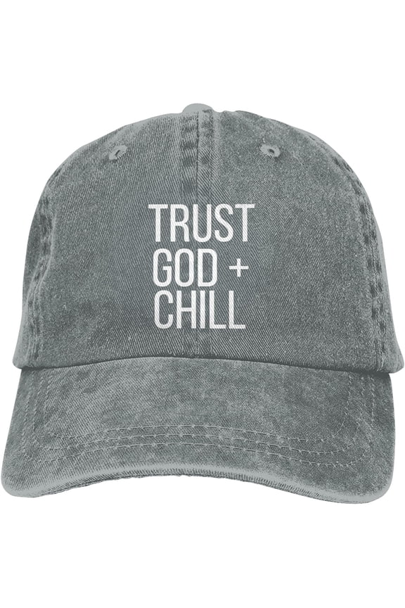 Trust God and Chill Baseball Cap Adjustable Washable Cowboy Hat Fishing Hats Snapback Caps for Unisex
