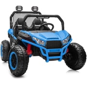 Outfunny 24V 10Ah Kids Ride on Toy, 4WD 2-Seater Electric Ride on Car UTV for Big Kids w/ Remote, Bluetooth - Blue