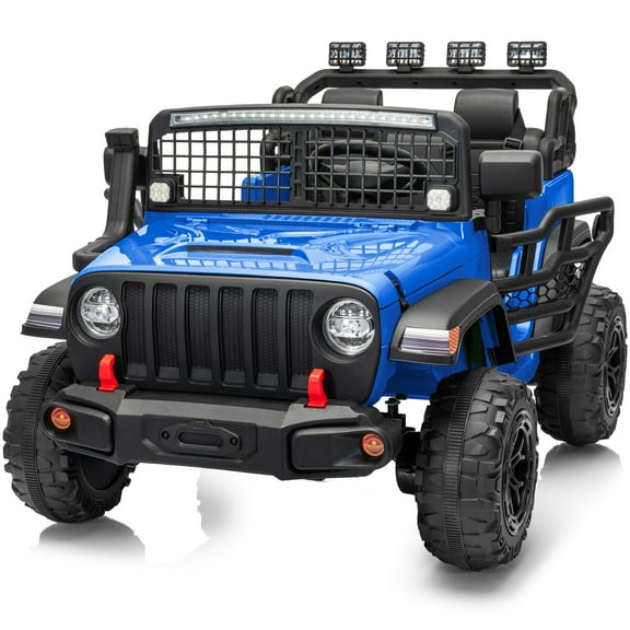 Outfunny 12V 7Ah Kids Ride on Truck, 2 Seater Electric Ride on Toys Car for Big Kids w/ Remote, Bluetooth - Blue