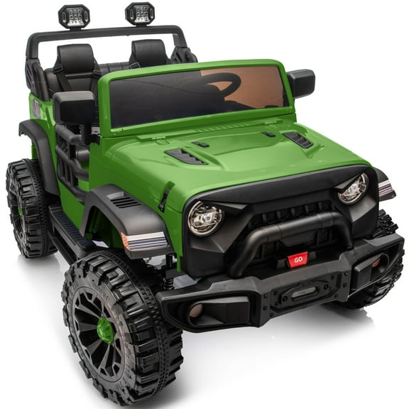 Outfunny 12V 7Ah Ride on Toy for Big Kids, 2 Seater Electric Ride on Car Truck w/ Remote, Bluetooth - Green