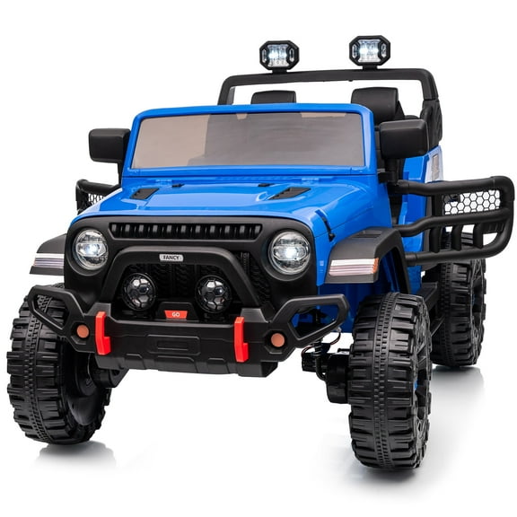 Outfunny 12V Kids Ride on Toys, 2 Seater Electric Ride on Truck Car for Big Kids with Remote, Bluetooth - Blue