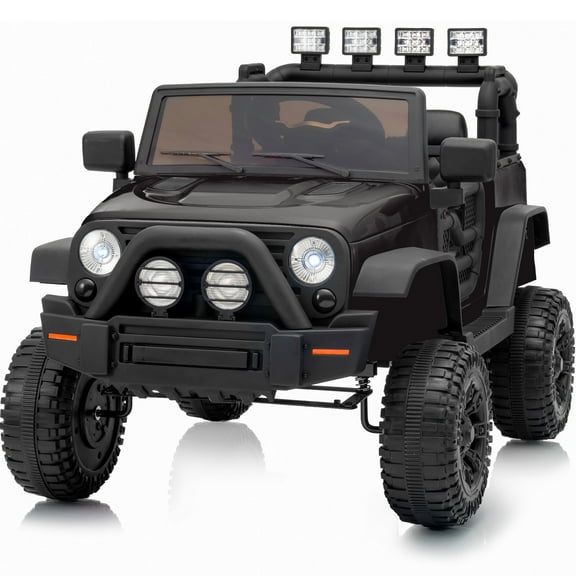 Outfunny 24 Volt Ride on Cars for Kids, Battery Operated Ride on Toy Truck w/ Remote, Bluetooth, 400W Power - Black
