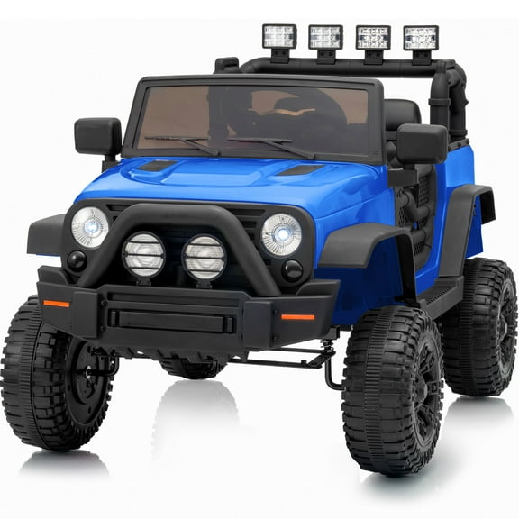 Outfunny 24 Volt Ride on Cars for Kids, Battery Operated Ride on Toy Truck w/ Remote, Bluetooth, 400W Power - Blue