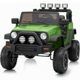 thumbnail image 1 of Outfunny 24 Volt Ride on Cars for Kids, Battery Operated Ride on Toy Truck w/ Remote, Bluetooth, 400W Power - Green, 1 of 9
