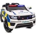 thumbnail image 1 of Outfunny Electric Police Car for Kids, 24 Volt Kids Ride on Toys w/ 400W Motors, Megaphone, Remote, Bluetooth - White, 1 of 8
