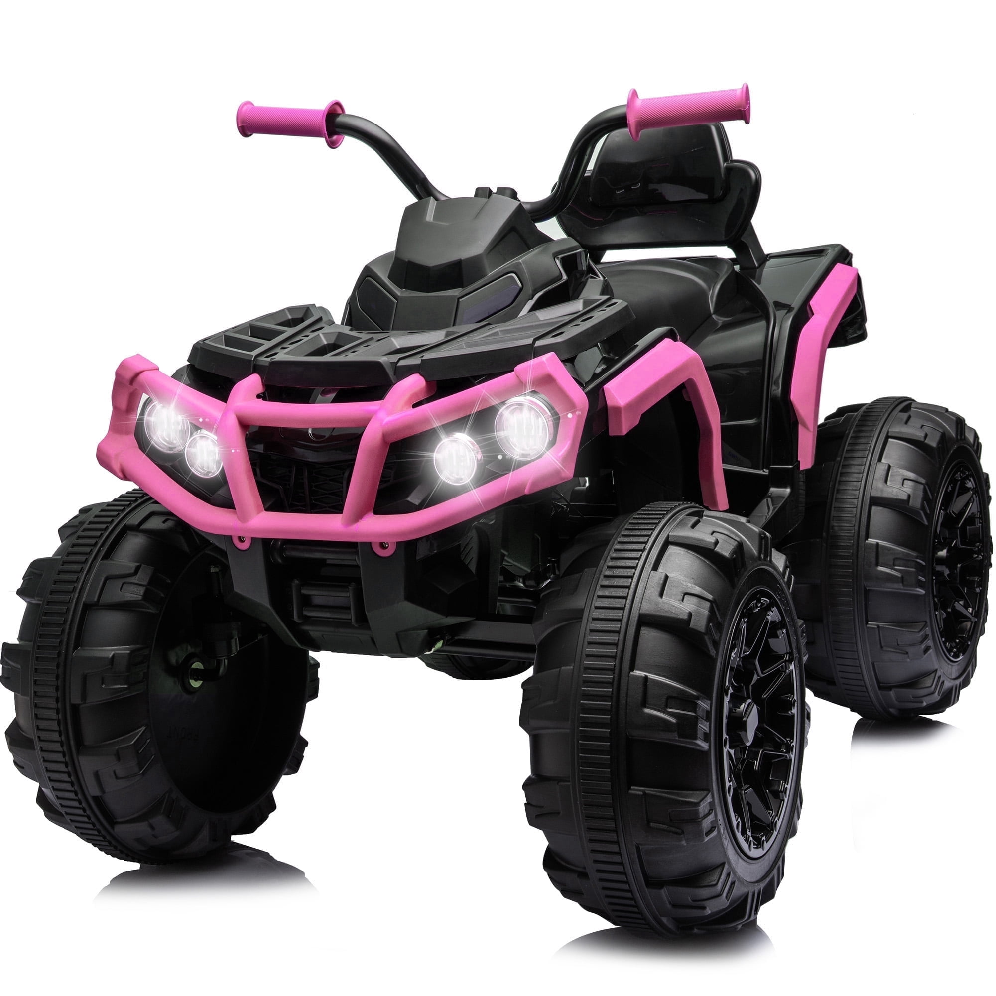 Outfunny 24V Kids 4 Wheeler, Electric ATV Quad Ride-on Toy for Big Kids Ages 3 and up, Rose
