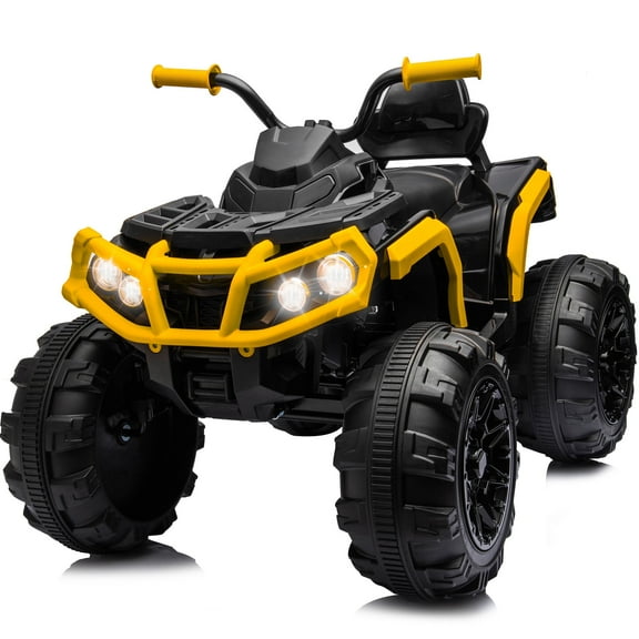 Outfunny 24V Kids 4 Wheeler, Electric ATV Quad Ride-on Toy for Big Kids Ages 3 and up, Yellow