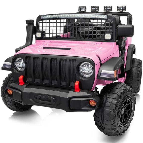 Outfunny 24V Kids Ride on Truck, 4WD 2 Seater Electric Ride on Toys Car for Big Kids w/ Remote, 4x200W Motor - Light Pink
