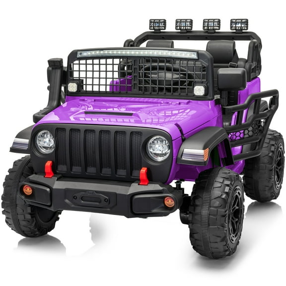 Outfunny 24V Kids Ride on Truck, 4WD 2 Seater Electric Ride on Toys Car for Big Kids w/ Remote, 4x200W Motor - Purple