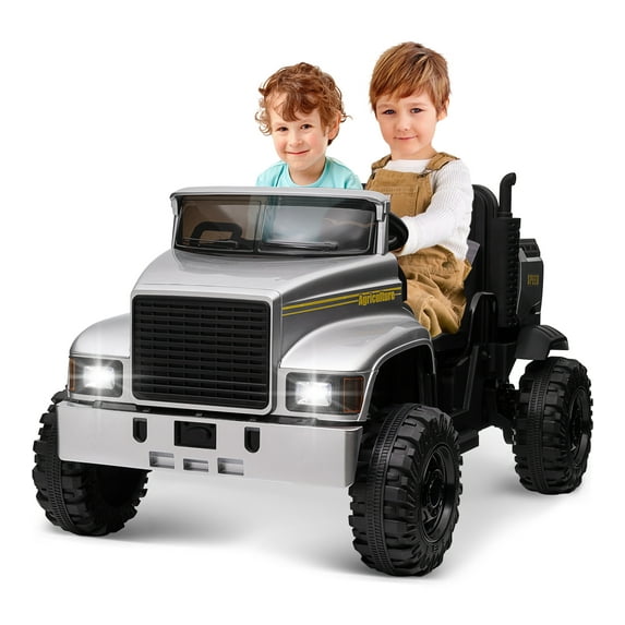 Outfunny 24V Ride on Dump Truck, 2 Seater Ride on Toy for Big Kids with Remote - Silver