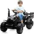 thumbnail image 1 of Outfunny 24V Ride on Toy for Big Kids, Powered Ride On Tractor with Trailer & Remote - Black, 1 of 10