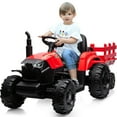 thumbnail image 1 of Outfunny 24V Ride on Toy for Big Kids, Powered Ride On Tractor with Trailer & Remote - Red, 1 of 10