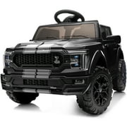 Outfunny Kids Ride on Car, Licensed Ford-Shelby F-150 12V Ride on Toy Truck for Toddlers with Remote, Trunk - Black