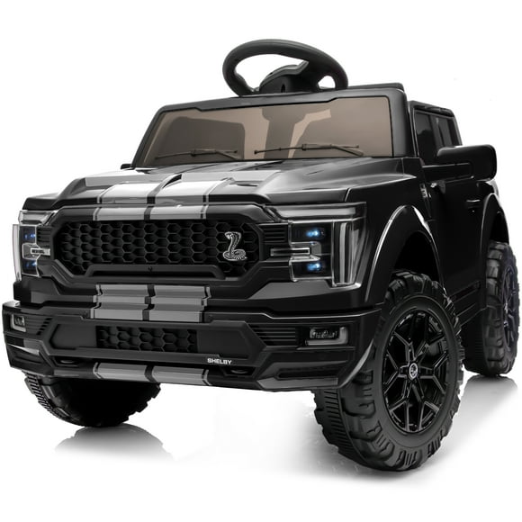 Outfunny Kids Ride on Car, Licensed Ford-Shelby F-150 12V Ride on Toy Truck for Toddlers with Remote, Trunk - Black