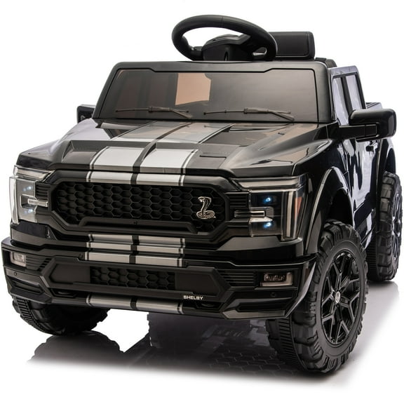 Outfunny Kids Ride on Car, Licensed Ford-Shelby F-150 12V Ride on Toy Truck for Toddlers with Remote, Trunk - Black