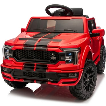Outfunny Kids Ride on Car, Licensed Ford-Shelby F-150 12V Ride on Toy Truck for Toddlers with Remote, Trunk - Red
