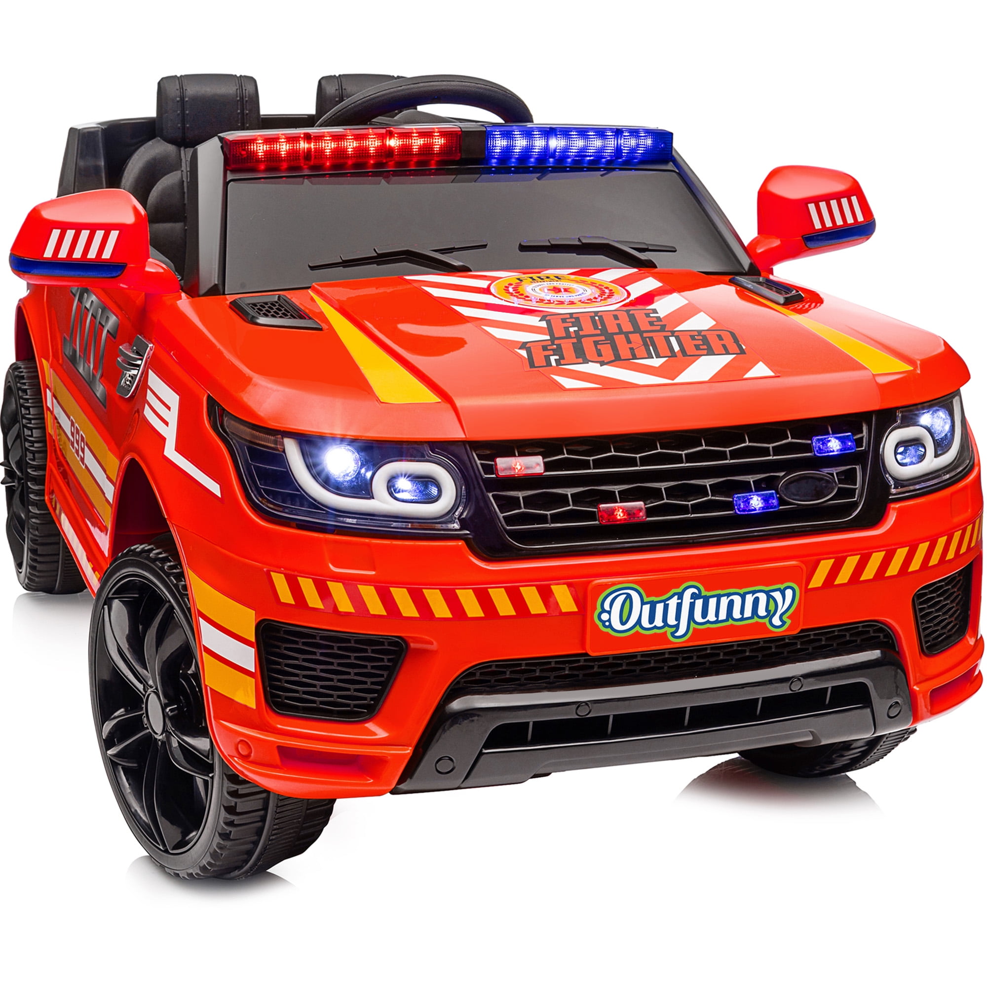 Outfunny Red 12V Electric Fire Truck Ride-On Car with Remote Control