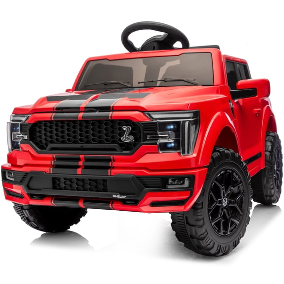 Outfunny Kids Ride on Car, Licensed Ford-Shelby F-150 12V Ride on Toy Truck for Toddlers with Remote, Trunk - Red