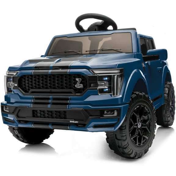 Outfunny Kids Ride on Car, Licensed Ford-Shelby F-150 12V Ride on Toy Truck for Toddlers with Remote, Trunk - Blue