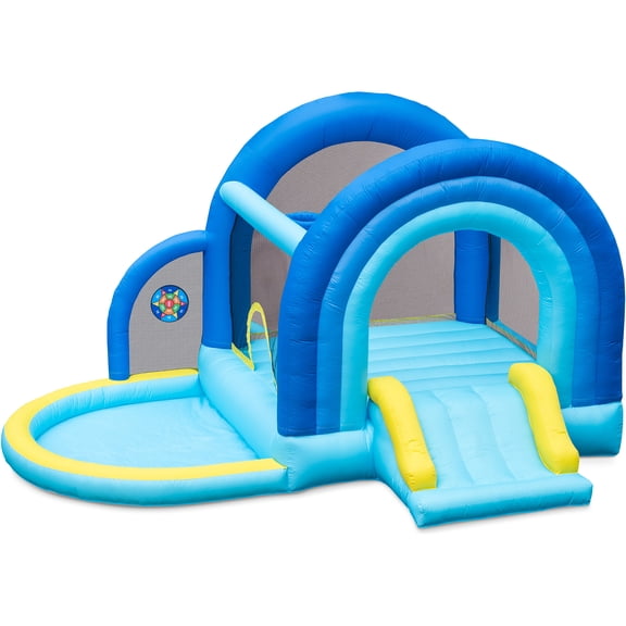 Outfunny Inflatable Bounce House with Slide, Bouncy Castle for Kids 3-12, Outdoor Play