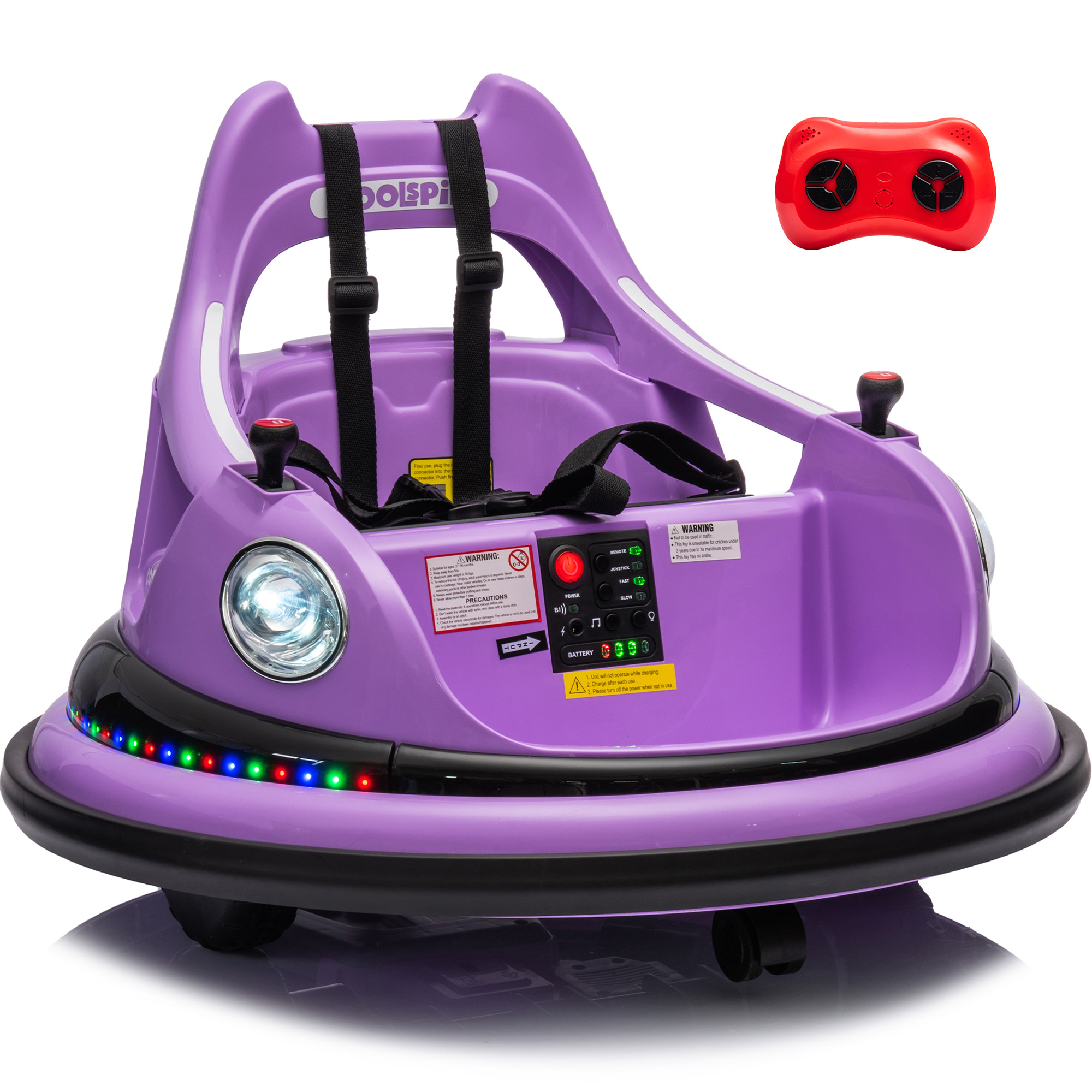 Outfunny Kids Bumper Car Ride on, 12V Electric Rideon Toy for Toddlers