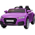 thumbnail image 1 of Outfunny Kids Ride On Car, Licensed Audi TT 12V Electric Car Toy with Remote, LED Light - Purple, 1 of 9
