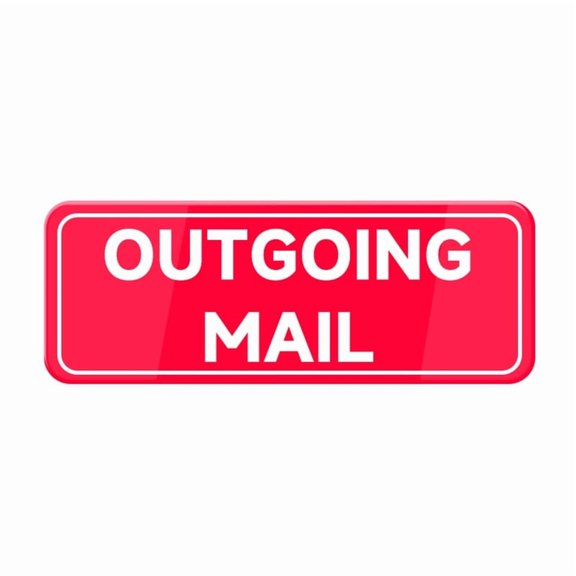 Outgoing Mail Red & White Acrylic Sign 10"X3" For Offices Businesses House Home