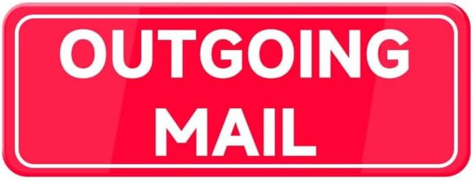 Outgoing Mail Sign 9""X3"" Red White Acrylic - Self Stick Door Sign Wall Decal For Offices ...