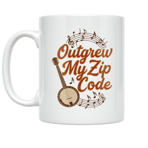 Outgrew My Zip Code Banjo Design - Tennessee Music Lover - 11 oz Ceramic Coffee Mug
