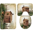thumbnail image 1 of Outhouse Bathroom Rug Set 3 Piece, Vintage Primitive Country Backhouse Rustic Farmhouse Grass Garden Yard Meditation Soft Memory Foam Bath Mat Set, 1 of 5
