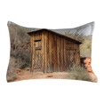 thumbnail image 1 of Outhouse Quilted Pillowcover, Old Wooden Shed in the Outback Country Side Olive Trees, Standard King Size Accent Pillow Cover for Bedroom, 36" x 20", Dark Green Caramel, by Ambesonne, 1 of 2