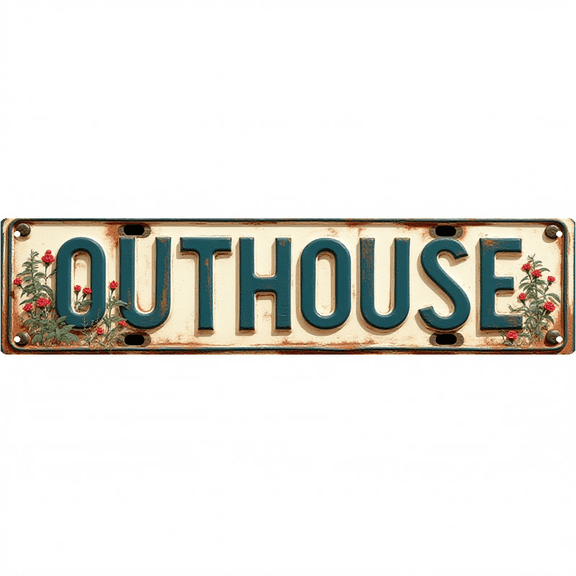 Outhouse Tin Decor 16*4 Inches "OUTHOUSE" Cabin/Farm Wall Art - Retro Rustic Accent, Outhouse Decor, Cabin Metal Sign