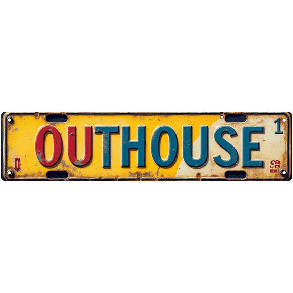 Outhouse Tin Sign - 16x4 Inch - Great for Farm, Backyard, Man Cave Decor - Rustic Signs, Farmhouse Decor
