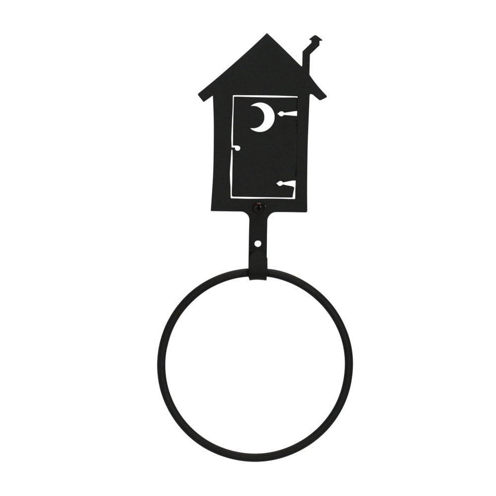 Black Iron Outhouse Wall Mounted Towel Ring