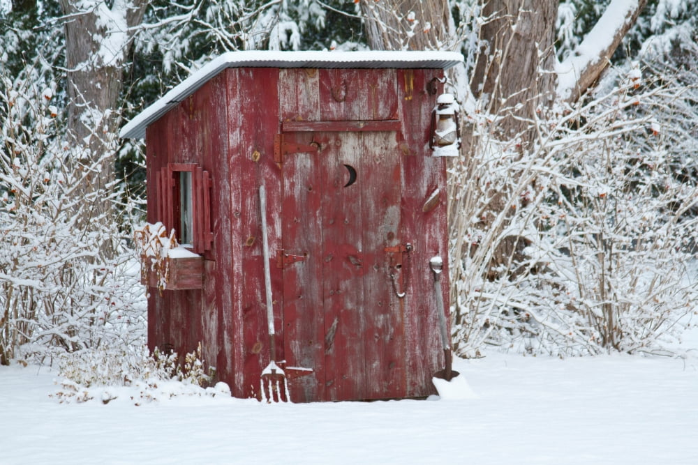 Outhouse garden shed in winter Marion County Illinois USA Canvas Art - Panoramic Images (18 x 24)