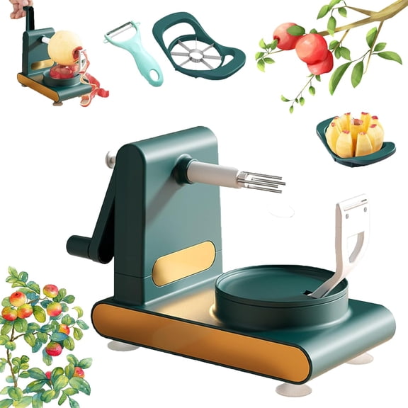 Outinget Peeler, Multi-fruit Automatic Peeler, Home Essentials Multi-fruit Peeler, Apple Peeler Corer, for Apple Pear Citrus Manual Rotating Kitchen Gadget (Dark Green)
