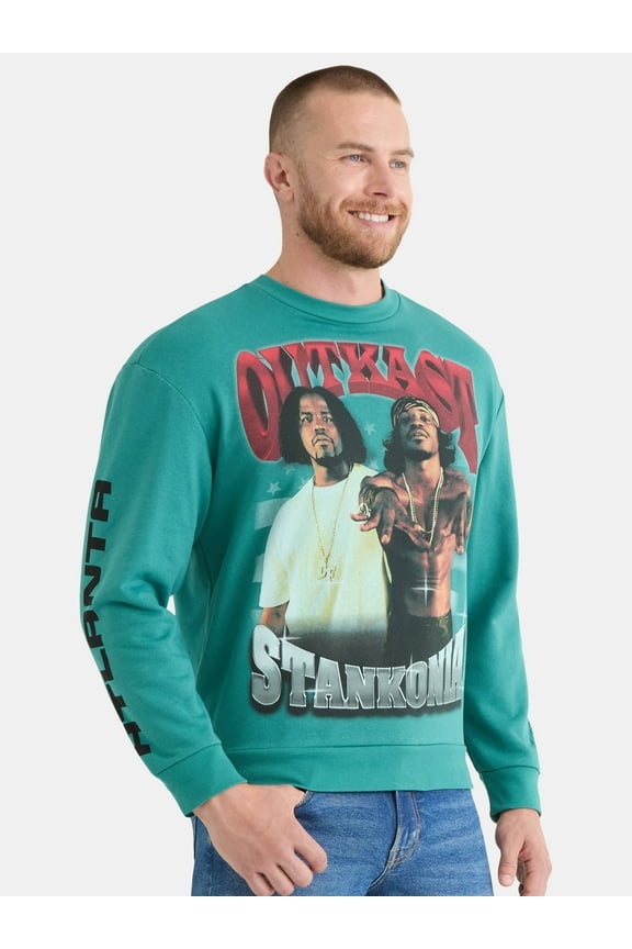 Men's and Big Men’s Graphic Fleece Sweatshirt with Long Sleeves, Sizes XS-3XL